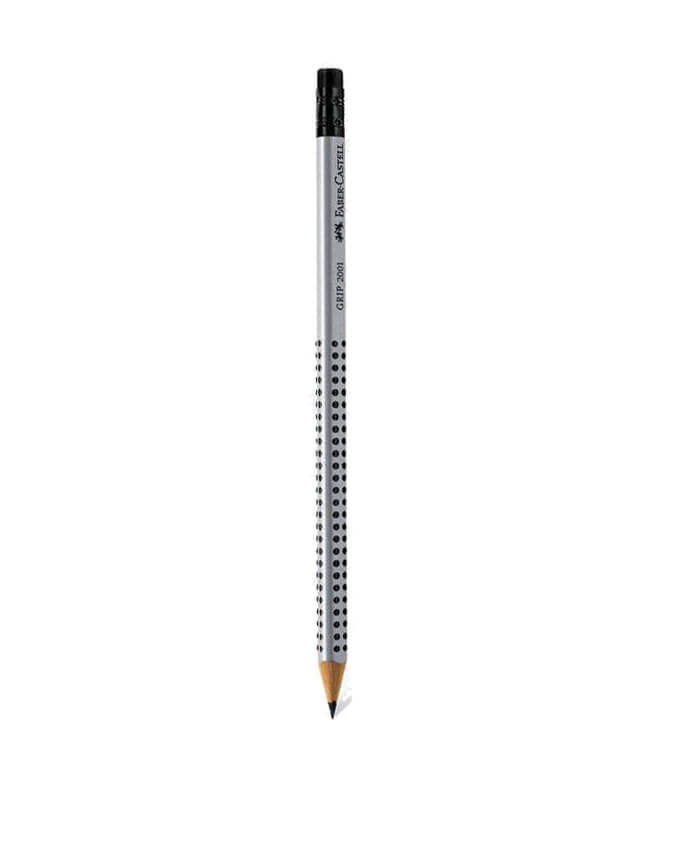 Μολύβι Faber-Castell Grip 2001 B με Γόμα Ασημί # 117201