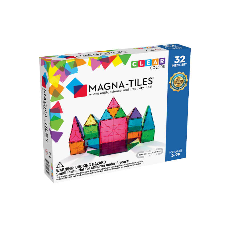 Magna-Tiles μαγνητικά Πλακίδια Clear Colors σετ 32τμχ
