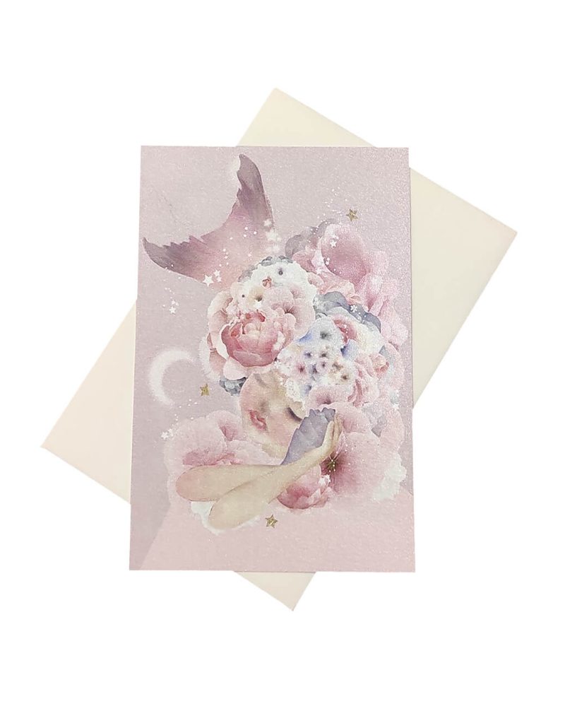 Προσκλητήριο Βάπτισης Γοργόνα φλοράλ (floral)