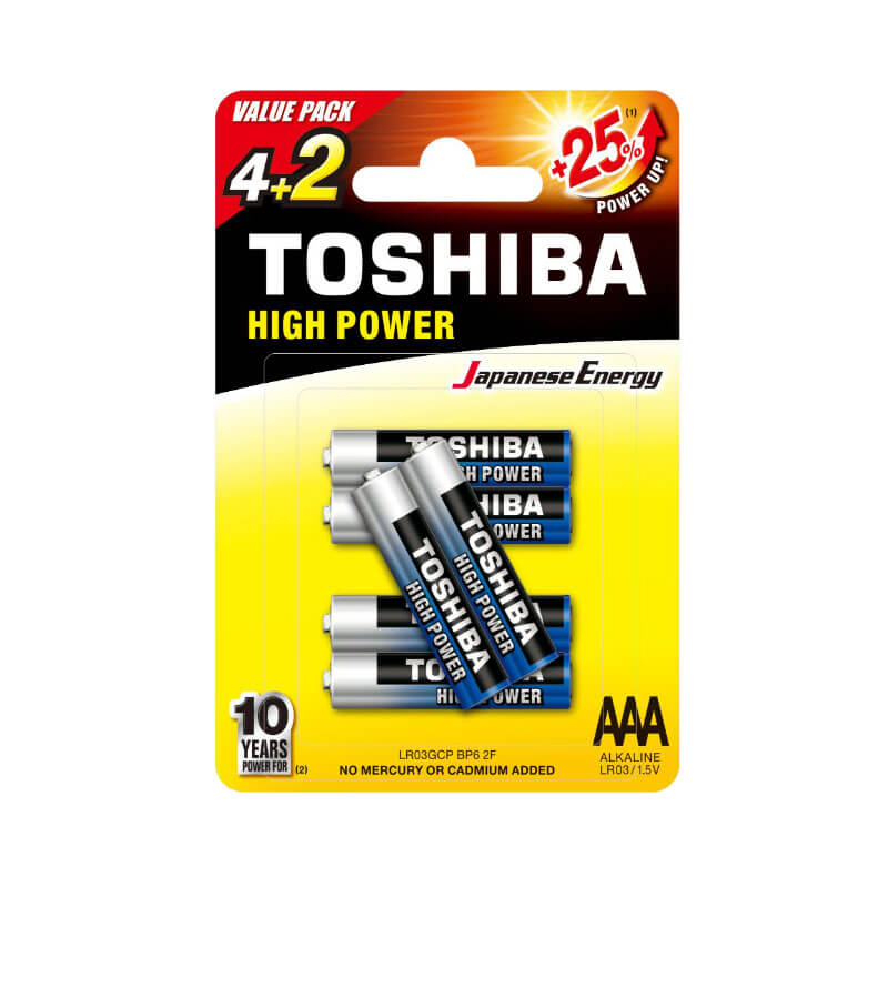 Toshiba High Power Αλκαλικές Μπαταρίες AAA 1.5V 6τμχ