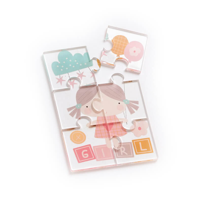 Μπομπονιέρα βάπτισης Puzzle από Plexiglass κοριτσάκι 22171 πακέτο 25 τμχ.