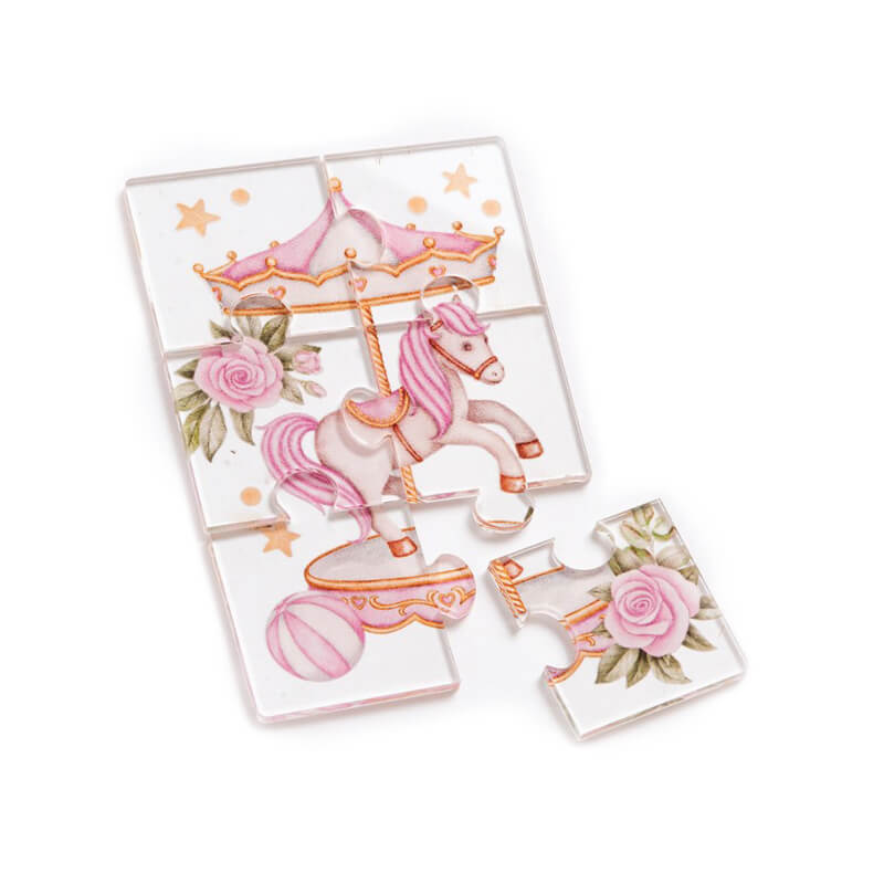 Μπομπονιέρα βάπτισης Puzzle από Plexiglass καρουζέλ